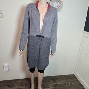 AIDA Wool Sweater Womens Medium Made In Italy Long Line Drop In Pockets Buckle